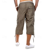baratos Clássico-Homens Shorts táticos Bermuda Cargo Calças Capri Botões Cintura elástica Bolso multi Tecido Vestível Comprimento da panturrilha Ao ar livre Diário Acampar e Caminhar Moda Clássico Preto Azul