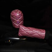 ieftine Husă Volan-fyautoper flash set de frâne de mână matlasate cu aur, asemănător unui diamant, set de viteze, set de mânere cu cap circular din două piese