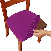 abordables Sr. y Sra. Boda-4 piezas/6 piezas de color sólido cepillado de alta elasticidad funda de silla simple suave y cómoda funda de asiento de silla a prueba de polvo y resistente a la suciedad adecuada para silla de