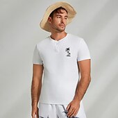 economico T-shirt e Canottiere Elite da Uomo-Per uomo Albero di Cocco Maglietta Maglia Henley 100% Cotone Manica Corta Grafico Camicia Bianco Blu Grigio Maglietta comoda Vacanza Streetwear Abbigliamento di stilista