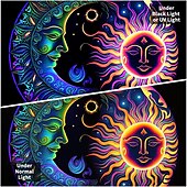 voordelige Blacklight wandtapijten-blacklight wandtapijt uv-reactief glow in the dark glow party neon zon maan mandala psychedelisch trippy mistig hangend wandtapijt muurschildering voor woonkamer slaapkamer