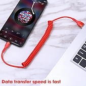 levne Kabely pro mobilní telefony-5a datový kabel typu c pružinový teleskopický rychlonabíjecí kabel do auta usb c nabíjecí kabel pro telefon s Androidem příslušenství pro xiaomi samsung