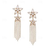 abordables Pendientes-Mujer Pendientes cortos Pendientes colgantes Transparente Estrella Precioso Moda Artístico Diamante Sintético Aretes Joyas Plata / Dorado Para Boda Fiesta Diario 1 Par