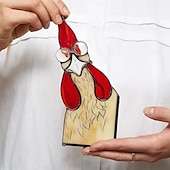 olcso Szoborok-vicces kakas ólomüveg madár ablak sarok dekor, kakas udvari dekor, vicces ablak sarok dekor - kukucskáló kakas, kakasudvar dekor, madár ólomüveg, kézzel készített kukucskáló kakas