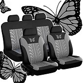 baratos Capas para bancos de automóveis-Fyautoper novas capas de assento de carro de 5/2 lugares com padrão absoluto bordado universal tecido respirável airbag seguro suv assento protetor acessórios