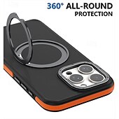 cheap iPhone Cases-Phone Case For iPhone 16 iPhone 15 Pro Max Plus iPhone 14 13 12 11 Pro Max Plus Back Cover With Magsafe with Stand Holder Support Wireless Charging Matte Frosted Retro TPU PC Metal