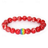 baratos Parada do Orgulho de dezembro-pulseira de arco-íris do orgulho pulseira gay pulseira de contas de pedra vulcão