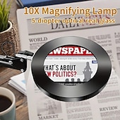 cheap Reading Lights-10X Magnifying Glass with Light Hands Free, 2-in-1 Stepless Dimmable LED Magnifying Desk Lamp with Stand, Craft Light Lamp with 3 Color Modes for Close Work Reading Repair Crafts