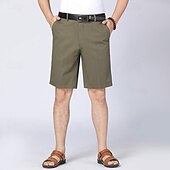 economico pantaloncini da lavoro-Per uomo Pantaloncini eleganti Pantaloncini da lavoro Pantaloncini da golf Tinta unica Resistente alle rughe Lunghezza del ginocchio Pantaloncini Verde militare Nero Vita alta Anelastico