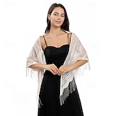 billige Sjal-Sjale Sjal til kvinner Elegant Brude Ermeløs Polyester Bryllup Wrap Med Ren Farge Til Fest Vår sommer