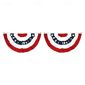 billige Fest utstyr-usa patriotisk plissert vifteflagg - 2 stk amerikansk us flagg bunting banner patriotisk bunting flagg stjerner og striper flagg bunting for minnedag den 4. juli og arbeidsdagen
