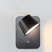 abordables Apliques de pared para interior-Luces de pared interiores LED Luz de lectura de cabecera con versión de luz nocturna e interruptor independiente Aplique de pared de tocador RV giratorio de 350 ° Lámpara de pared de metal para sala