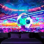 billiga Semestertapeter-uefa euro 2024 blacklight gobeläng uv reaktivt sken i mörkret majestätisk stadion fotboll trippy dimmigt hängande gobeläng väggkonst väggmålning för vardagsrummet sovrum