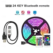 economico Controllo Bluetooth-5m Luci a Stringa 150 LED 5050 SMD 1 Set RGB Striscia LED Festa Impermeabile Autoadesivo Alimentato via USB