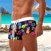 ieftine Mâncare și băuturi-Bărbați Fruct Ananas Boxeri înot Pantaloni Scurți de Înot Pantaloni Scurti Talie medie Modă Șic Stradă Designer Surf Concediu Plajă Buzunar Cordon Talie elastică Designer Îmbrăcăminte