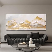 voordelige Olieverfschilderijen-goud abstract bergschilderij hand geschilderd op canvas getextureerd abstract olieverfschilderij handgemaakte muurkunst goudfolie boho muur decor helder schilderij grote moderne kunst pianting voor