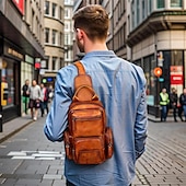 economico Borselli da uomo-Borsa a tracolla vintage in pelle da uomo con multitasche – borsa a tracolla casual da viaggio per lavoro, escursionismo o uso quotidiano
