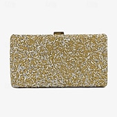 cheap Clutches &amp; Evening Bags-Chic Glitter Evening Clutch with Chain Strap - Elegant Women&#039;s Sparkle Party Purse