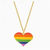 baratos Parada do Orgulho de dezembro-Colar com pingente em forma de arco-íris da lua do orgulho, moda personalizada, simples, homossexual, camada única, colar