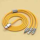 preiswerte Handy-Kabel-Multi-Ladekabel USB A auf Lightning / Mikro / USB C 2.1 A Ladekabel 3 in 1 Flüssiges Kieselgel Für Samsung Xiaomi Huawei Handy-Zubehör
