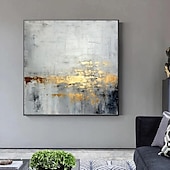 voordelige Olieverfschilderijen-minimalistisch abstract bergschilderij handgeschilderd extra groot landschap folie schilderij muur kunst grijs goud canvas schilderij op canvas grote muur kunst abstract schilderij voor woonkamer