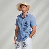 voordelige Heren Elite Overhemden-Voor heren Grafisch Tropische planten Overhemd Normaal shirt Hawaiiaans overhemd Korte mouw Hawaii Mode-casual Vakantie Dagelijks Hawaii Lente &amp; Herfst Revers Afdrukken blauw Groen Grijs