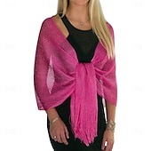 billige Sjal-Sjale Sjal til kvinner Glitter Glitrende Ermeløs Polyester Bryllup Wrap Med Dusk Til Bryllup Vår sommer