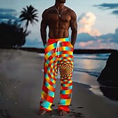 preiswerte Bedruckte Freizeithosen für Herren-Herren Grafik Freizeithose Mittlere Taille Hawaiianisch Urlaub Gerader Schnitt Sommer Frühling 3D-Druck Gelb Rote Grün