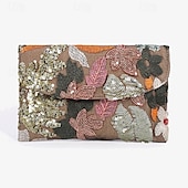 cheap Clutches &amp; Evening Bags-Women&#039;s Embroidered Floral Clutch - Handheld Evening Bag with Colorful Bead and Sequin Details