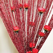 cheap Macrame &amp; String Curtains-Rose Thread Door Curtain, 39x79 Inch Rose Thread Door Curtain, Privacy Door Frame Tassel Rose Thread Door Curtain For Home Decor Door Windows Valentine&#039;s Day