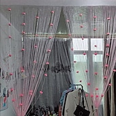 cheap Macrame &amp; String Curtains-Rose Thread Door Curtain, 39x79 Inch Rose Thread Door Curtain, Privacy Door Frame Tassel Rose Thread Door Curtain For Home Decor Door Windows Valentine&#039;s Day