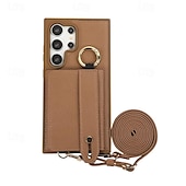 baratos Capa Samsung-telefone Capinha Para Samsung Galaxy S24 Ultra Plus S23 Ultra Plus S22 Plus Ultra S25 Ultra Capa traseira Com Suporte com pulseira Slot para cartão Retro TPU Metal Couro PU