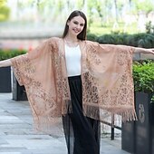 cheap Shawls-Shawls Women&#039;s Wrap Elegant Bridal Sleeveless Polyester Wedding Wraps With Pure Color For Party Spring &amp; Summer