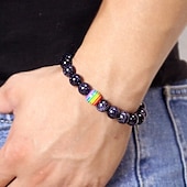 baratos Parada do Orgulho de dezembro-pulseira de arco-íris do orgulho pulseira gay pulseira de contas de pedra vulcão