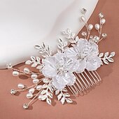 billige Hodepynt til blomsterpike-Hårkamper Hodepryd Strass Legering Bryllup cocktail Elegant Luksus Med Perle Krystalldetaljer Hodeplagg Hodeplagg