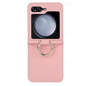 levne Pouzdra pro Samsung-telefon Carcasă Pro Samsung Galaxy Z Flip 6 Z Flip 5 Z Flip 4 Z Flip 3 Zadní kryt Slot pro kartu Prstencová spona Nárazuvzdorné Retro TPU Kov PU kůže