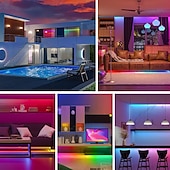 abordables Bandes lumineuses cob-Bande lumineuse RVB étanche Cob 16 pieds 5 m Smart IC flexible DC24 V LED bande lumineuse ws2811 adressable RVB avec contrôleur RF ou contrôleur WiFi adapté pour les fêtes, le bureau, la maison, les