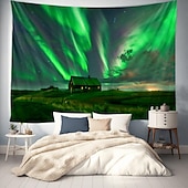 billige landskapsteppe-aurora nordlys hengende billedvev veggkunst stor billedvev veggmaleri dekor fotografi bakteppe teppe gardin hjem soverom stue dekorasjon