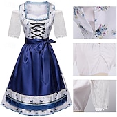 お買い得  ディアンドルセット-Oktoberfest ドレス ギャザースカート セット ミディ丈 バイエルン メイド ドイツ語 ミュンヘン メドウズ 女性用 伝統的なスタイルの布