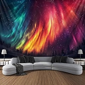 billige landskapsteppe-aurora nordlys hengende billedvev veggkunst stor billedvev veggmaleri dekor fotografi bakteppe teppe gardin hjem soverom stue dekorasjon