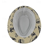 cheap Fedora Hat-Men&#039;s Kentucky Derby Hat Sun Hat Party Hat Dress Hat White khaki Cotton Fashion Casual Street Daily Coconut Tree Sunscreen Breathable