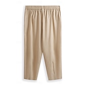 economico Vacanza-Per uomo Pantaloni di lino Pantaloni Pantaloni estivi A cordoncino Vita elastica Liscio Comfort Traspirante Lunghezza intera Informale Giornaliero Per eventi Di tendenza Classico Bianco Blu