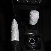 ieftine Husă Volan-fyautoper flash set de frâne de mână matlasate cu aur, asemănător unui diamant, set de viteze, set de mânere cu cap circular din două piese