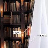 preiswerte Blackout -Vorhang-Vintage Bücherregal Verdunkelungsvorhänge Türisolierung Außenbalkon Rest Wohnzimmer Wohndekoration 2-teiliges Set mit 3D-Digitaldruck perforiert