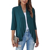 cheap Shawls-Shawls Women&#039;s Wrap Shrug Elegant Bridal 3/4 Length Sleeve Polyester Wedding Wraps With Pure Color For Party Spring &amp; Summer