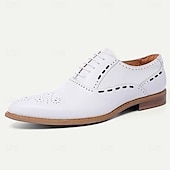 levne Formální-pánské bílé společenské boty brogue - klasický oxfordský design pro svatby, formální události a obchodní oblečení