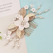 cheap Headpieces-Hair Combs Headdress Imitation Pearl Rhinestone Wedding Cocktail Luxury Retro With Rhinestone Faux Pearl Headpiece Headwear