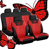 baratos Capas para bancos de automóveis-Fyautoper novas capas de assento de carro de 5/2 lugares com padrão absoluto bordado universal tecido respirável airbag seguro suv assento protetor acessórios