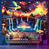 olcso Feketeművilágítás-blacklight gobelin uv reaktív világít a sötétben ragyog buli neon galaxis univerzum gombák pszichedelikus trippy ködös függő gobelin fali művészeti falfestmény élethez