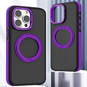 cheap iPhone Cases-Phone Case For iPhone 16 iPhone 15 Pro Max Plus iPhone 14 13 12 11 Pro Max Plus Back Cover With Magsafe with Stand Holder Support Wireless Charging Matte Frosted Retro TPU PC Metal